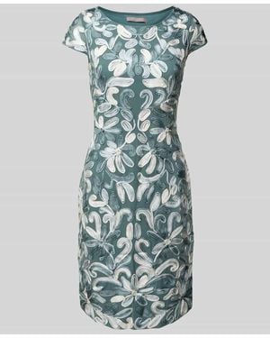 Christian Berg Cocktail Knielanges Cocktailkleid mit Allover-Stitchings - Blau