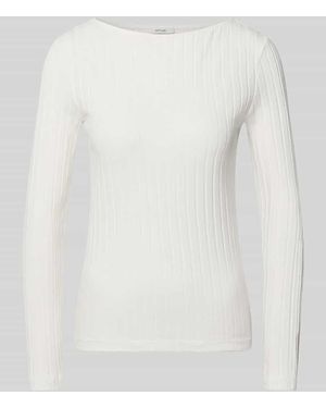 Opus Slim Fit Langarmshirt aus Baumwoll-Mix Modell 'Sovke' - Weiß