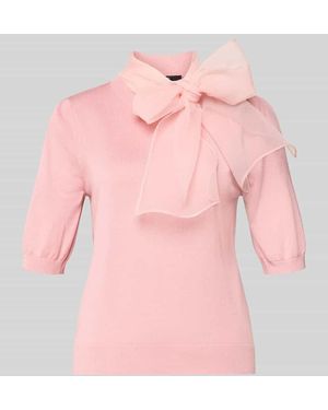 Zero Strickshirt mit Schluppe aus Chiffon - Pink