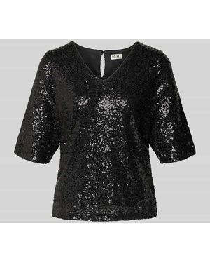 Ichi Blusenshirt mit V-Ausschnitt Modell 'FAUCA' - Schwarz