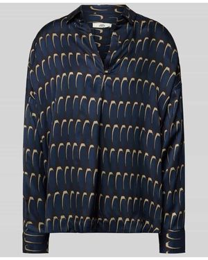 0039 Italy Langarmbluse aus Viskose mit V-Ausschnitt Modell 'DERRY' - Blau