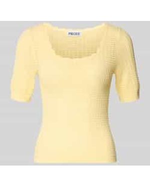Pieces Slim Fit T-Shirt Van Pure Katoen Model 'Scout' - Geel