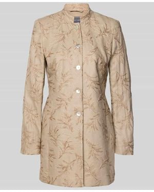 White Label Slim Fit Longblazer aus Leinen mit Stehkragen - Natur