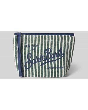 MC2 Saint Barth Kosmetiktasche aus Leinen mit Statement-Print Modell 'ALINE' - Blau