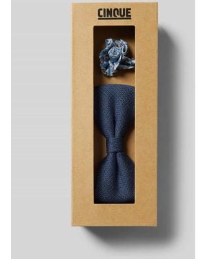 Cinque Fliege und Einstecktuch aus Leinen im Set Modell 'TURINO' - Blau