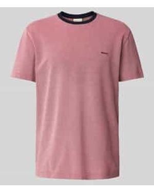GANT T-shirt Met Structuurmotief - Roze