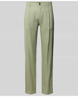 Marc O' Polo Tapered Leinenhose mit Bundfalte Modell 'OSBY JOGGER' - Grün