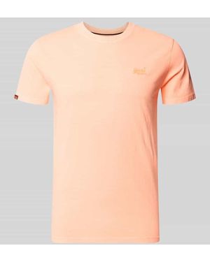 Superdry T-Shirt mit Rundhalsausschnitt und Label-Stitching - Pink