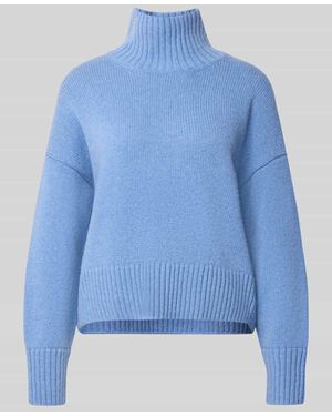 Lanius Relaxed Fit Pullover aus Schurwoll-Mix in Strick-Optik - Blau