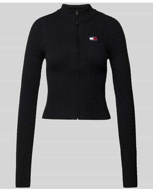 Tommy Hilfiger Slim Fit Strickjacke mit Reißverschluss - Schwarz
