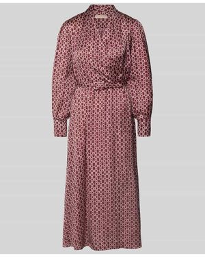 Rinascimento Hemdblusenkleid im Allover-Look mit Gürtel - Rot