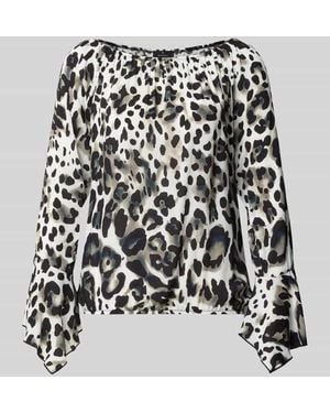 Monari Blusenshirt aus Viskose im Allover-Look - Schwarz