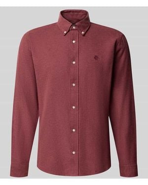 Mcneal Regular Fit Freizeithemd aus reiner Baumwolle mit Label-Stitching - Rot