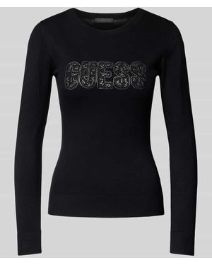 Guess Strickpullover mit Label-Detail Modell 'PARIS' - Schwarz