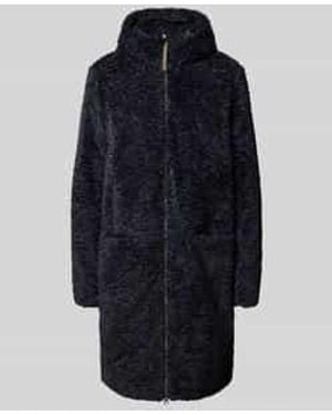 Camel Active Lange Jas Van Teddybont Met Capuchon En Tweewegsritssluiting - Blauw