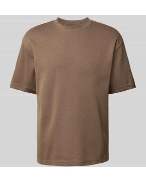 SELECTED Relaxed Fit T-Shirt Mit Rundhalsausschnitt Modell 'Oscar' - Braun