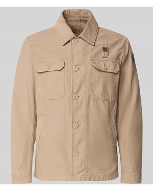 Blauer Usa Regular Fit Hemdjacke mit Brusttaschen Modell 'Goodale' - Natur