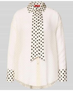 MAX&Co. Loose Fit Hemdbluse aus reiner Seide Modell 'ACUME' - Weiß