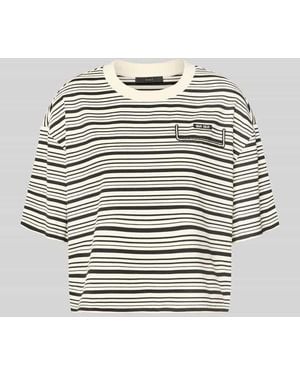 Ouí Boxy Fit T-Shirt mit Label-Stitching und Tunnelzug - Grau