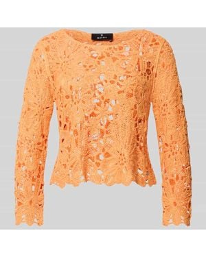 Monari Strickshirt mit Häkelspitze Modell 'Cornelly' - Orange
