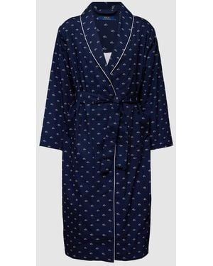 Polo Ralph Lauren Bademantel Mit Allover-Label-Muster Modell 'Terry' - Blau