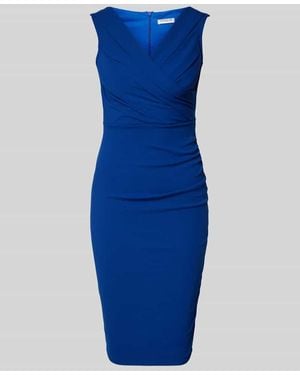 Sistaglam Knielanges Cocktailkleid Mit Raffungen Modell 'Dania' - Blau
