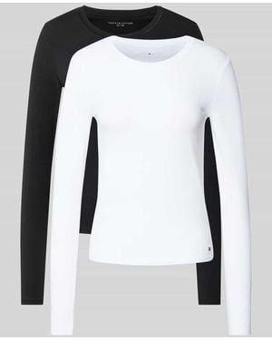 Tommy Hilfiger Regular Fit Langarmshirt aus Baumwoll-Mix im 2er-Pack - Schwarz
