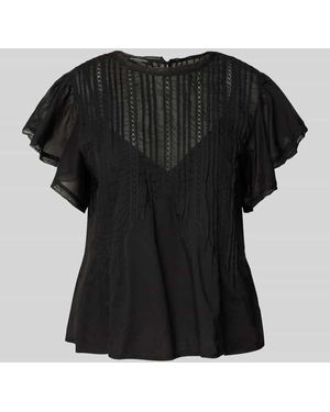 Scotch & Soda Regular Fit Bluse aus reiner Baumwolle mit Lochmuster - Schwarz