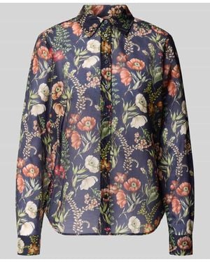 GANT Regular Fit Hemdbluse mit Seiden-Anteil Modell 'Floral' - Grau