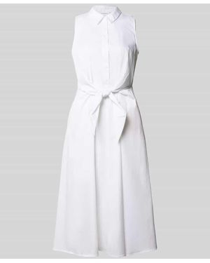 Comma, Hemdblusenkleid aus Satin in Midilänge - Weiß