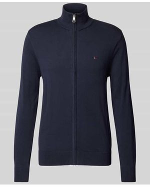 Tommy Hilfiger Strickjacke Mit Logo-Stitching Modell 'Essential' - Blau