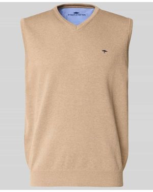 Fynch-Hatton Pullunder mit Label-Stitching - Natur