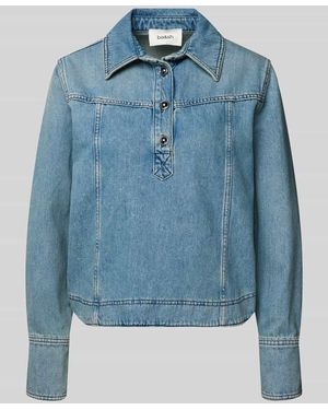 Ba&sh Regular Fit Jeansbluse im Used-Look Modell 'TOP TAVY' - Blau