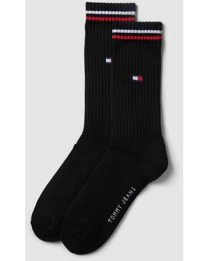 Tommy Hilfiger Socken mit Label- und Logo-Print Modell 'Iconic' im 2er-Pack - Schwarz