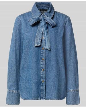 Zero Relaxed Fit Hemdbluse aus reiner Baumwolle in Denim-Optik - Blau