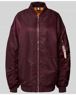 Karo Kauer Oversized Bomberjacke mit Eingrifftaschen - Lila