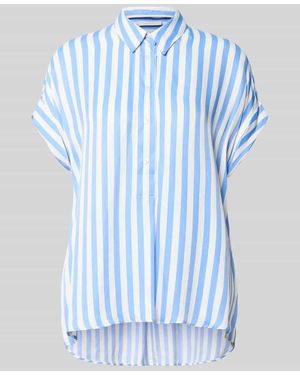 Eterna Relaxed Fit Bluse mit Knopfleiste und Ärmeln mit Aufschlag - Blau