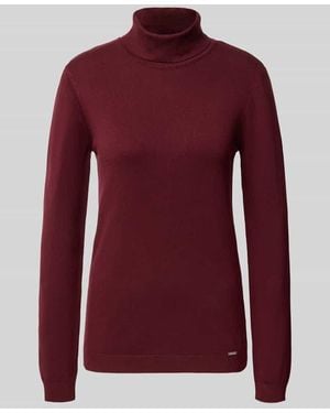 MORE&MORE Slim Fit Rollkragenpullover aus Viskose-Mix - Rot