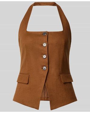 Mango Weste aus Leinen mit Neckholder Modell 'BORELI' - Braun