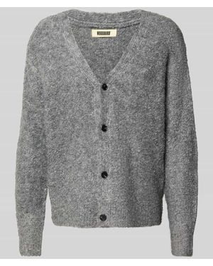 Woodbird Strickjacke mit V-Ausschnitt Modell 'Koon' - Grau