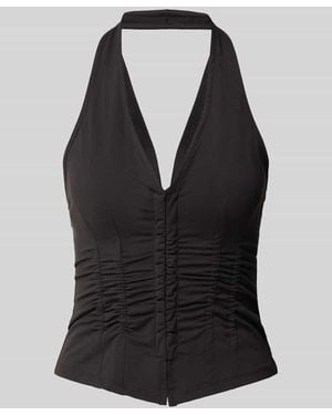 Gina Tricot Neckholder-Top mit V-Ausschnitt - Schwarz