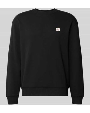 Calvin Klein Sweatshirt mit Label-Detail und Rundhalsausschnitt - Schwarz
