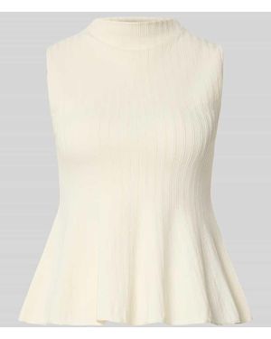Marella Stricktop aus Lyocell-Mix mit Stehkragen - Natur