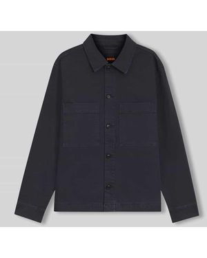 BOSS Regular Fit Hemdjacke aus Baumwoll-Mix - Blau