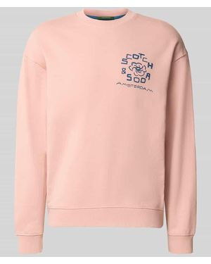 Scotch & Soda Relaxed Fit Pullover mit Logo-Print - Pink