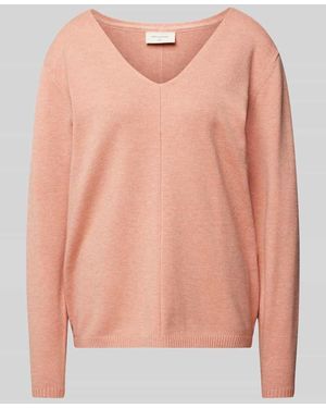 Freequent Strickpullover Mit V-Ausschnitt Modell 'Claura' - Pink