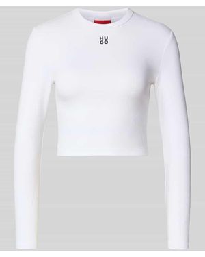 HUGO Regular Fit Langarmshirt aus Baumwoll-Mix Modell 'DAFILOMENA' - Weiß