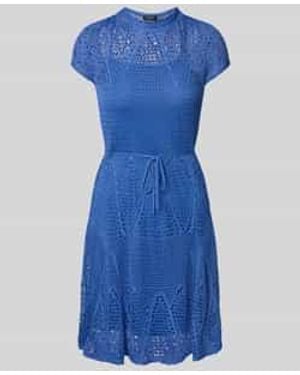 Ralph Lauren Knielange Jurk Van Viscose Met Strikceintuur - Blauw