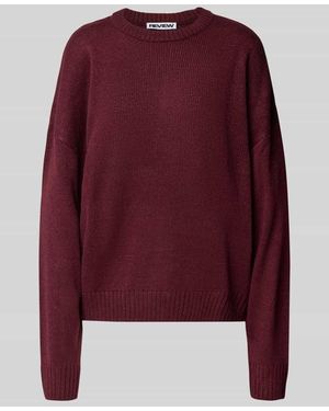Review Oversized Strickpullover mit gerippten Abschlüssen - Rot