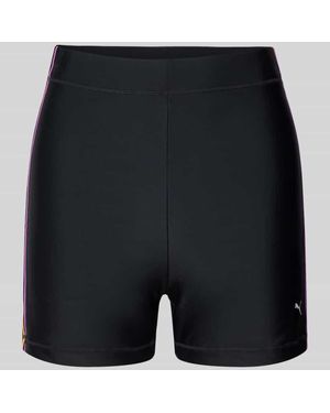 PUMA High Waist Bikini-Hose Mit Logo-Print - Schwarz